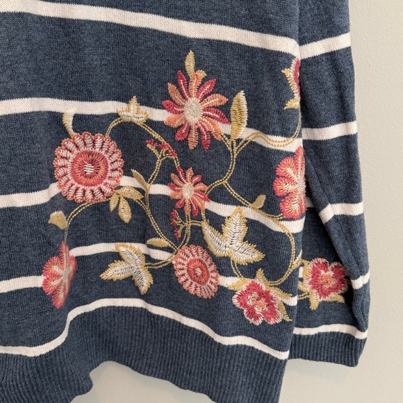 J. Jill Blue and White striped hooded sweater - Picture 3 of 5